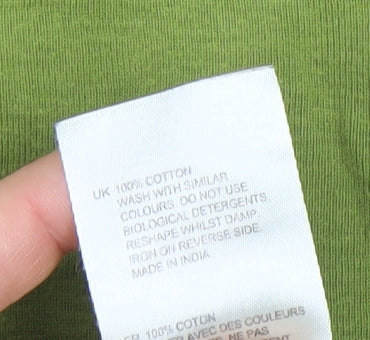 White Stuff Women's Green Long Sleeve Cotton T-Shirt Size 10