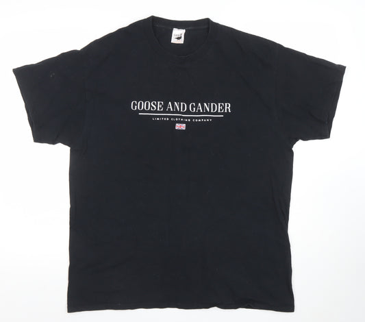 Goose and Gander Men's Black Logo Crew Neck Cotton T-Shirt L