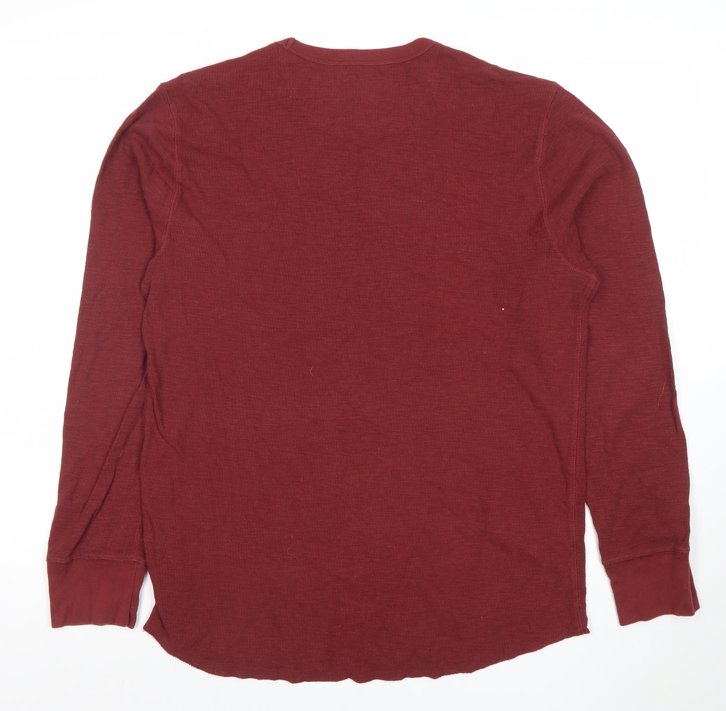 Gap Mens Red Long Sleeve Crew Neck Cotton T-Shirt Size L