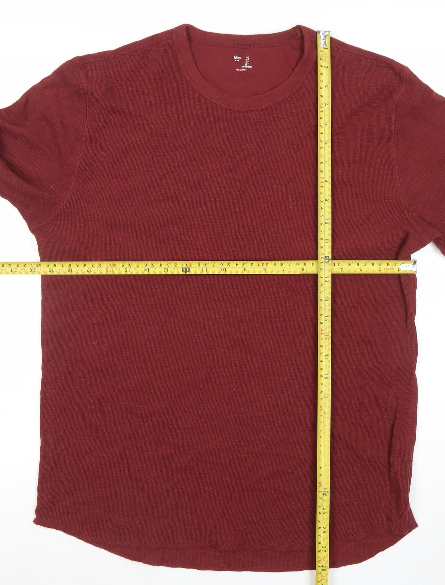 Gap Mens Red Long Sleeve Crew Neck Cotton T-Shirt Size L