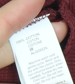 Gap Mens Red Long Sleeve Crew Neck Cotton T-Shirt Size L