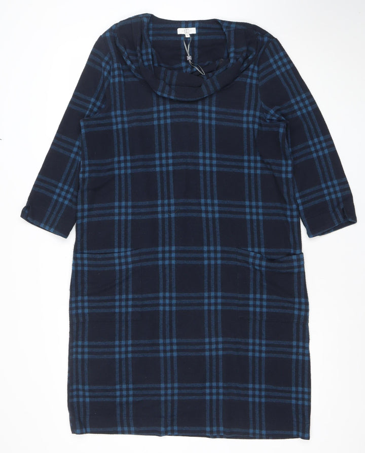 Country Casuals Women’s Blue Check Shift Dress Size 14