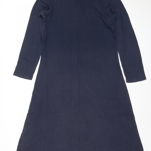 Lands' End Women's Petite Navy Blue Cotton Shift Dress XS