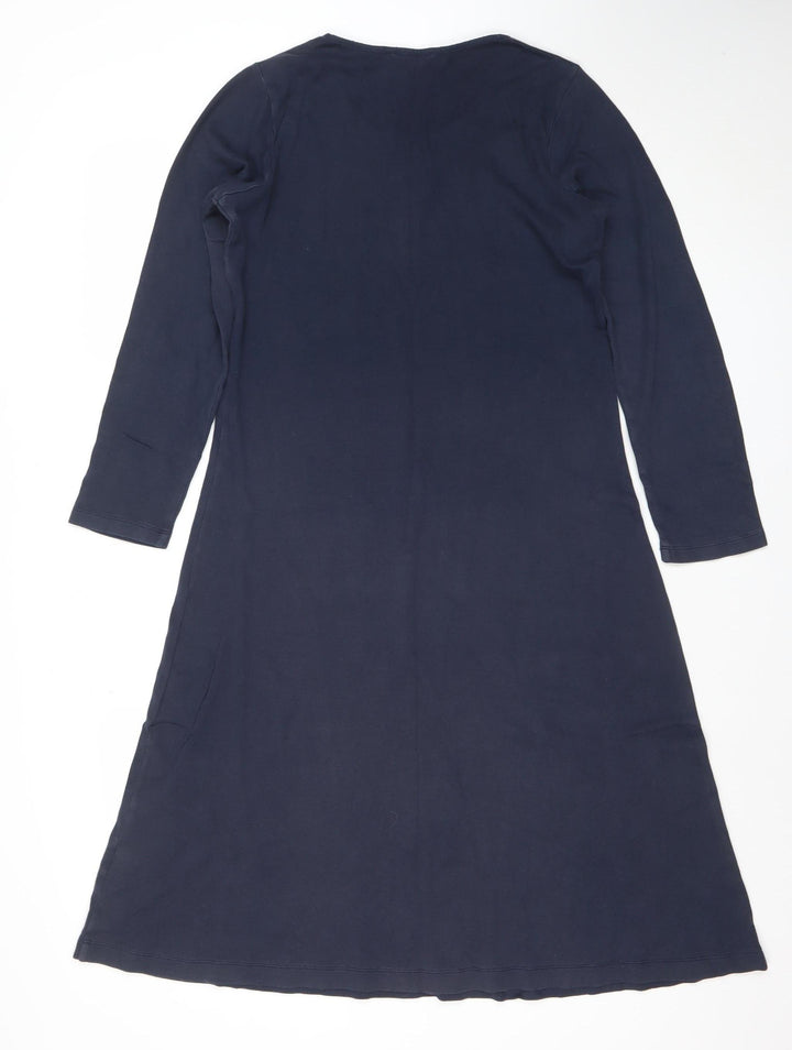 Lands' End Women's Petite Navy Blue Cotton Shift Dress XS