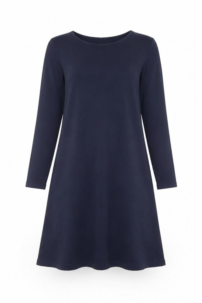 Lands' End Women's Petite Navy Blue Cotton Shift Dress XS