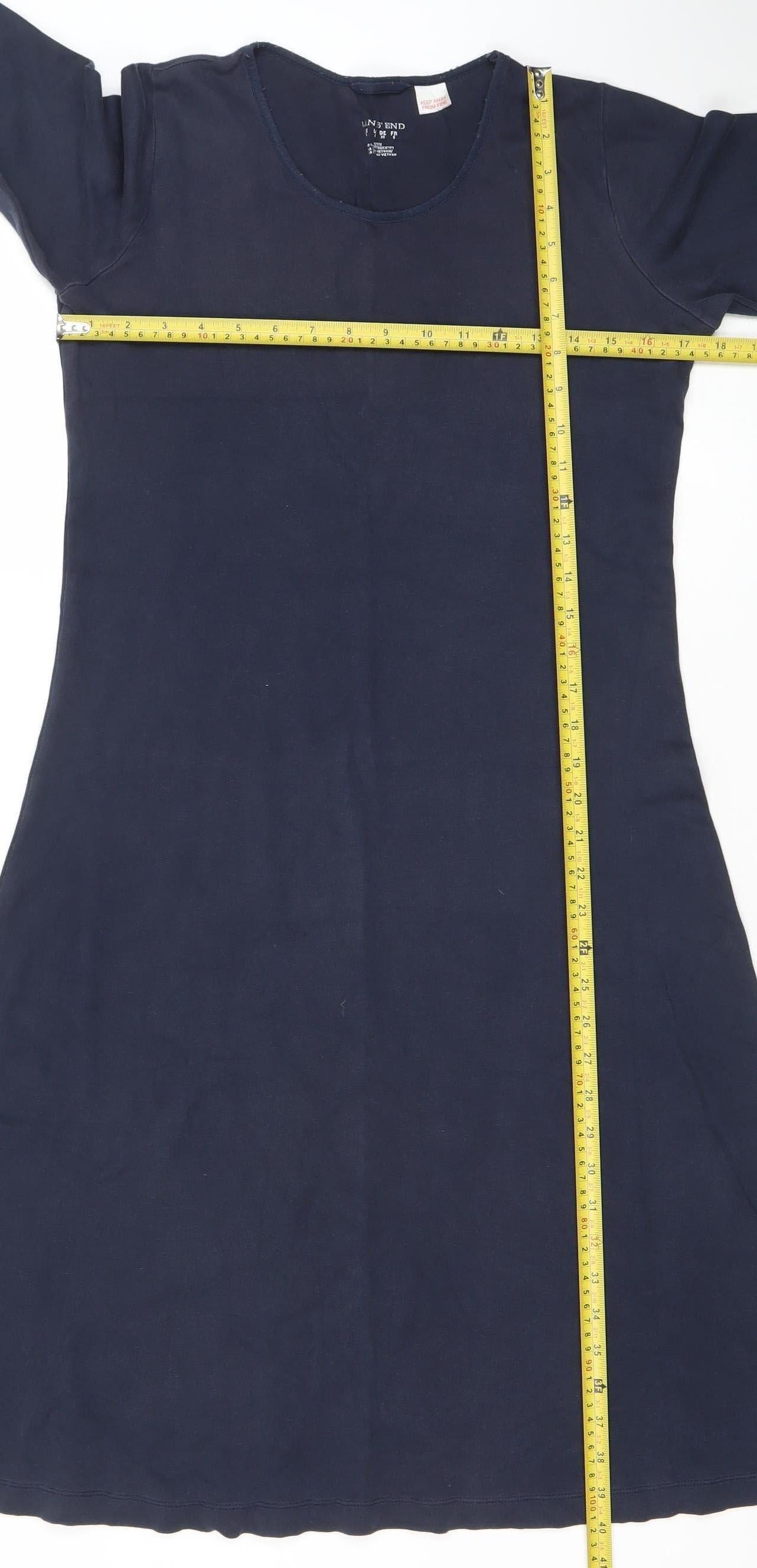 Lands' End Women's Petite Navy Blue Cotton Shift Dress XS