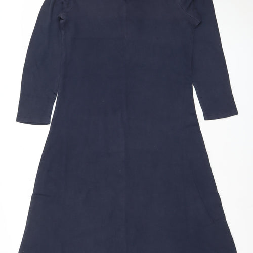 Lands' End Women's Petite Navy Blue Cotton Shift Dress XS