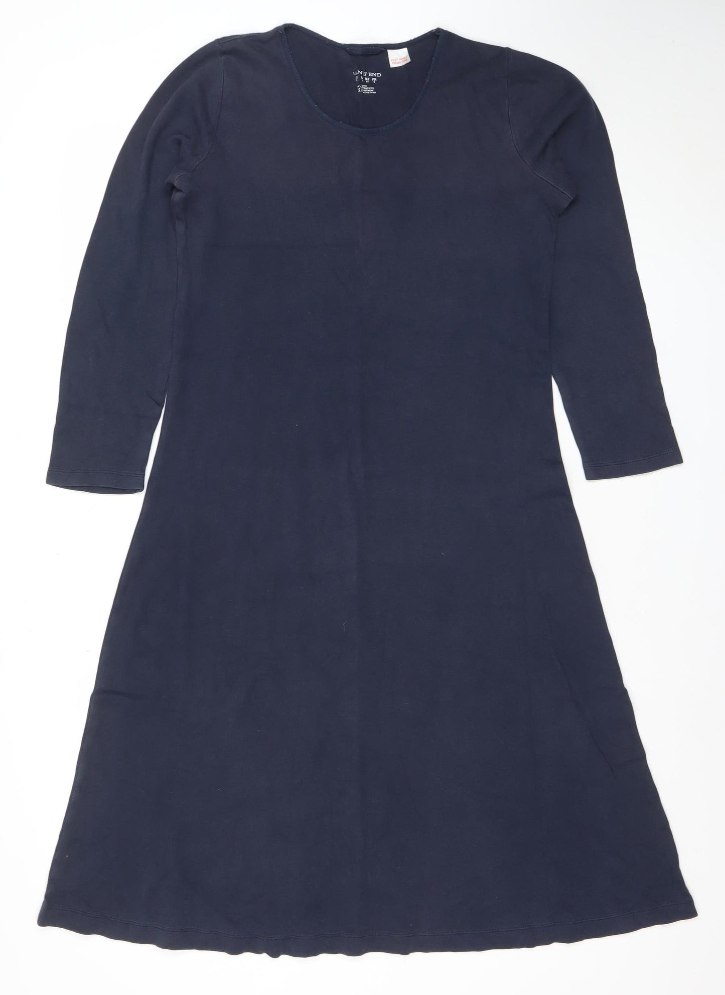 Lands' End Women's Petite Navy Blue Cotton Shift Dress XS