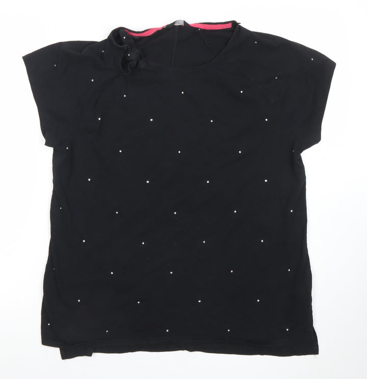 Next Women's Black Beaded Short Sleeve T-Shirt Size 18