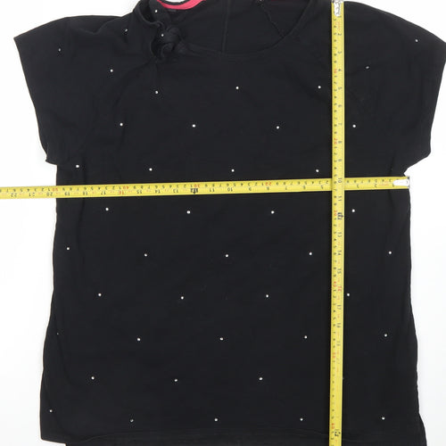 Next Women's Black Beaded Short Sleeve T-Shirt Size 18