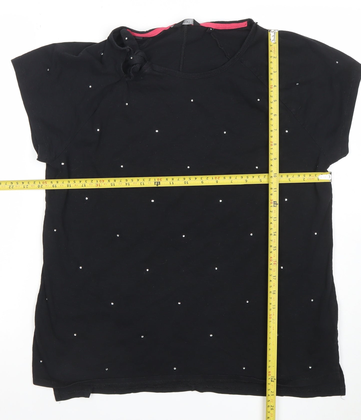 Next Women's Black Beaded Short Sleeve T-Shirt Size 18