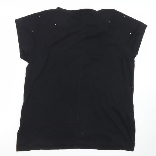 Next Women's Black Beaded Short Sleeve T-Shirt Size 18