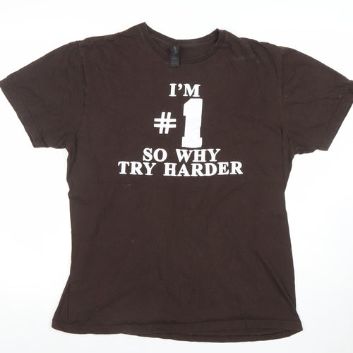 Gildan Women’s Brown Funny Quote Cotton T-Shirt Size L