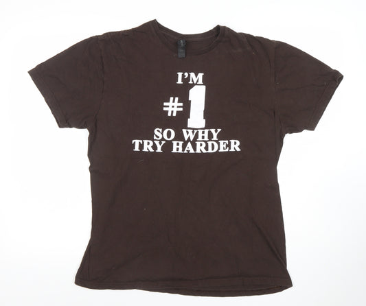 Gildan Women’s Brown Funny Quote Cotton T-Shirt Size L