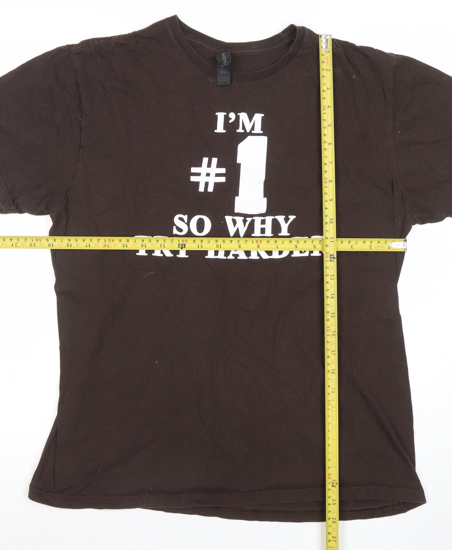 Gildan Women’s Brown Funny Quote Cotton T-Shirt Size L