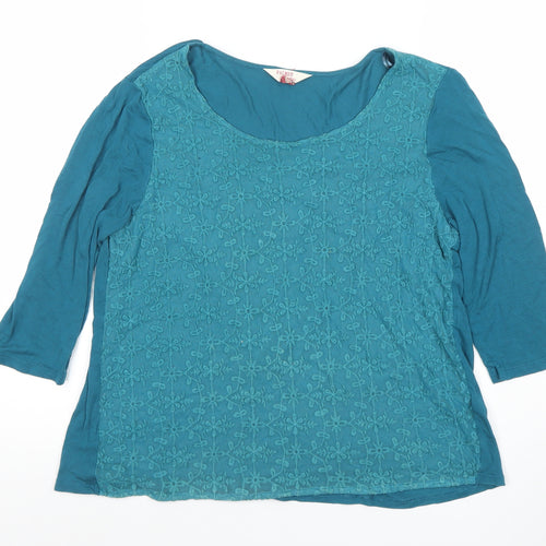 Palmer Women Blue Embroidered Lace Tunic Blouse Size 10