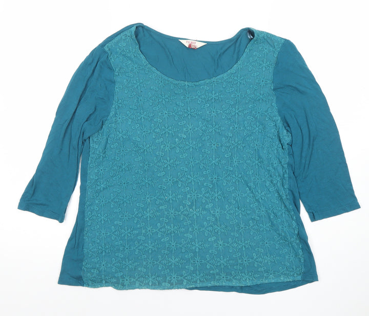 Palmer Women Blue Embroidered Lace Tunic Blouse Size 10