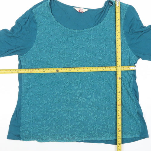 Palmer Women Blue Embroidered Lace Tunic Blouse Size 10