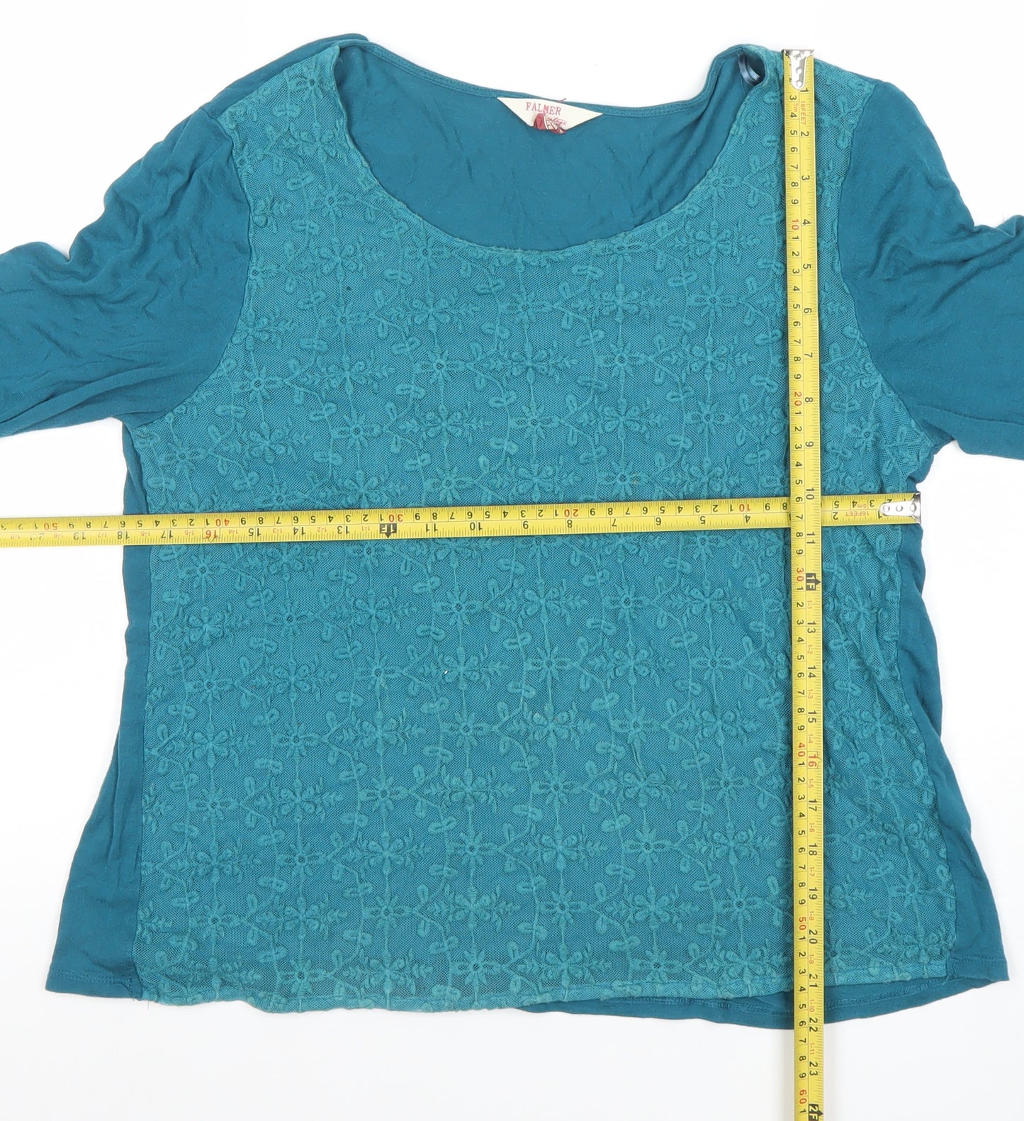 Palmer Women Blue Embroidered Lace Tunic Blouse Size 10
