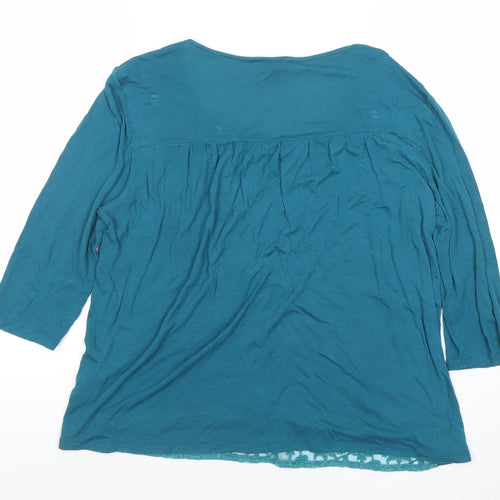 Palmer Women Blue Embroidered Lace Tunic Blouse Size 10