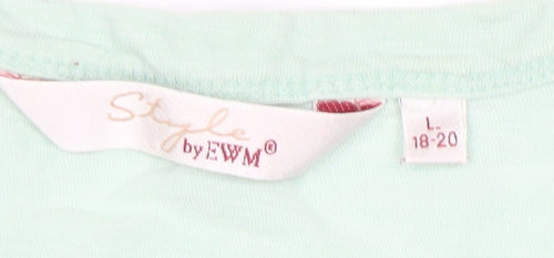 Style by EWM Womens Mint Green Short Sleeve Cotton T-Shirt L 18-20