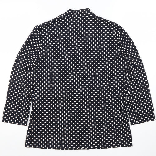 Hobbs Women's Black Polka Dot V-Neck Jersey Tunic Blouse M
