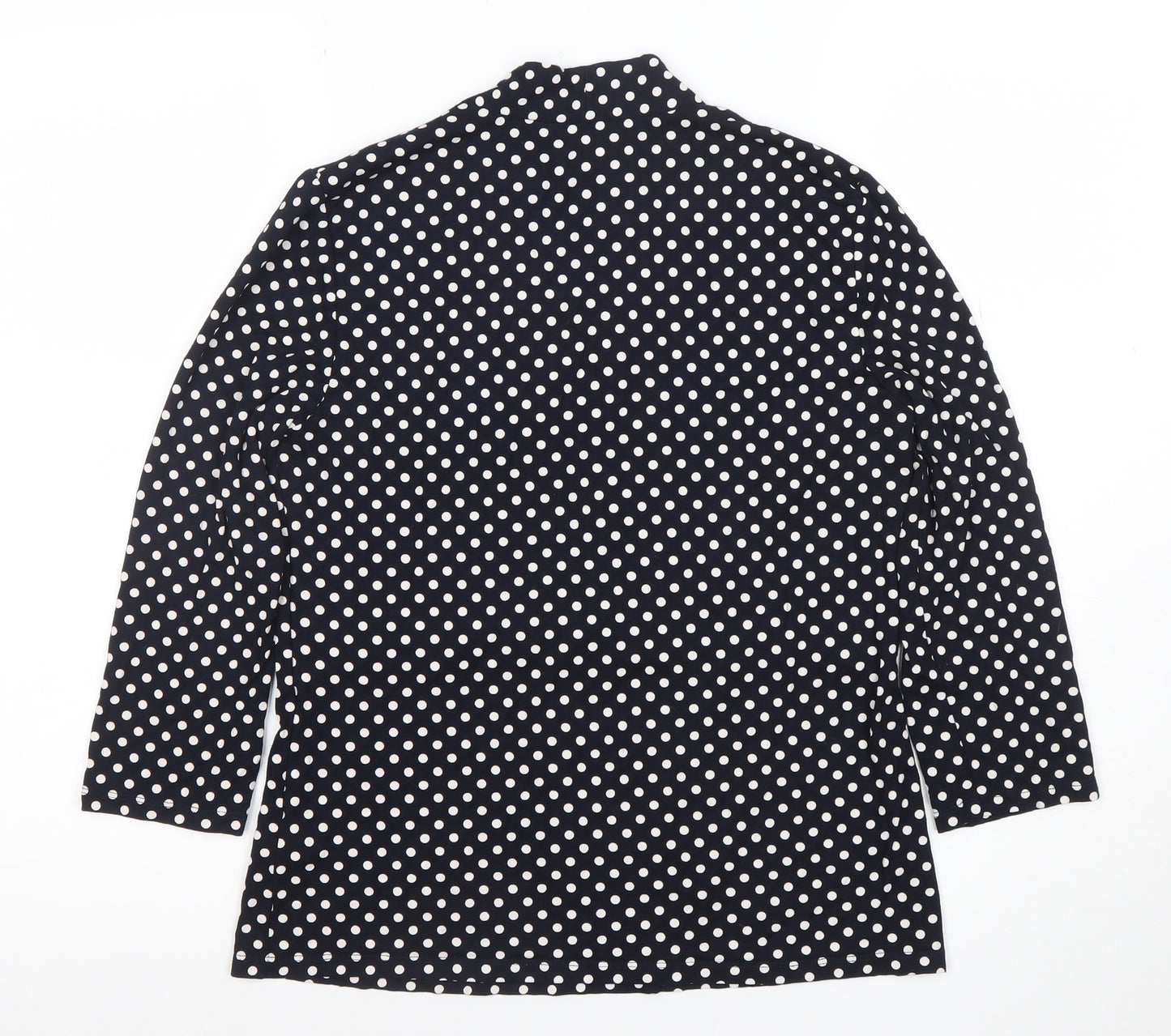 Hobbs Women's Black Polka Dot V-Neck Jersey Tunic Blouse M
