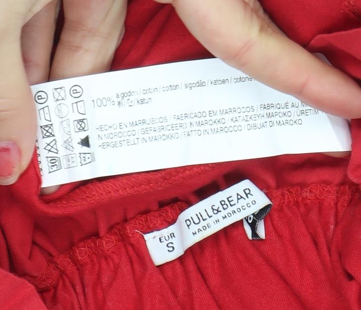 Pull & Bear Women’s Red Off Shoulder Ruffle Cotton Blouse Size S