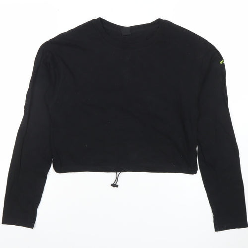 Urban Outfitters Women's Black Cropped Long Sleeve Cotton T-Shirt S