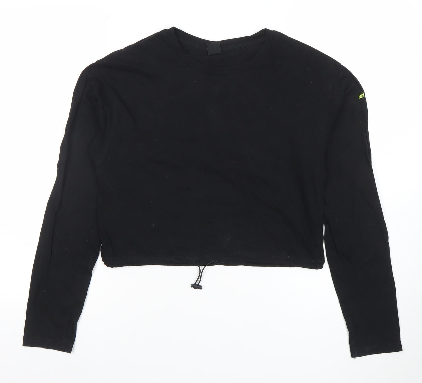 Urban Outfitters Women's Black Cropped Long Sleeve Cotton T-Shirt S