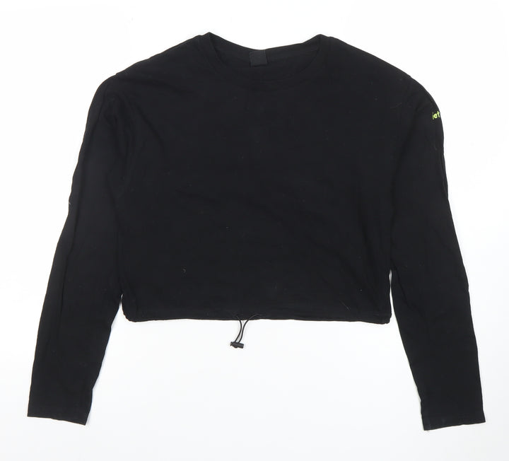 Urban Outfitters Women's Black Cropped Long Sleeve Cotton T-Shirt S