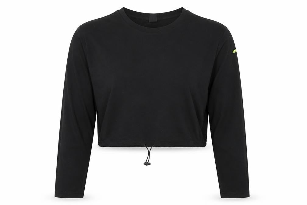 Urban Outfitters Women's Black Cropped Long Sleeve Cotton T-Shirt S