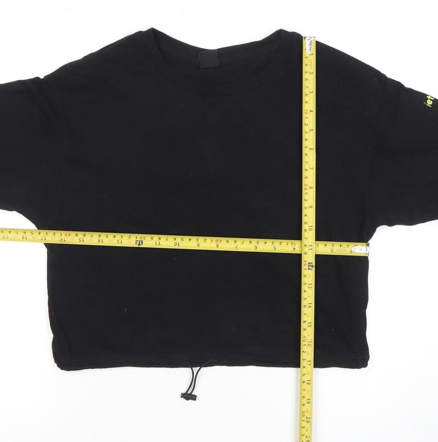 Urban Outfitters Women's Black Cropped Long Sleeve Cotton T-Shirt S