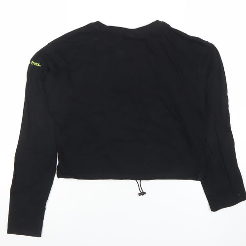 Urban Outfitters Women's Black Cropped Long Sleeve Cotton T-Shirt S