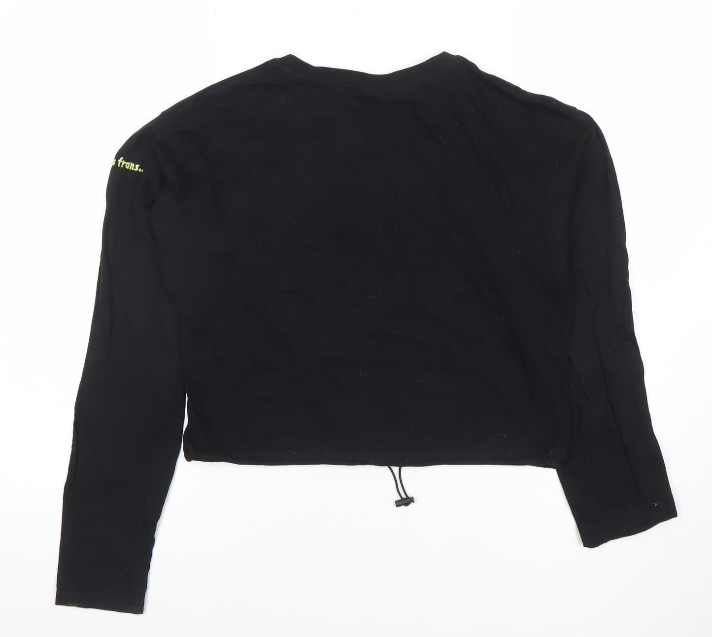 Urban Outfitters Women's Black Cropped Long Sleeve Cotton T-Shirt S