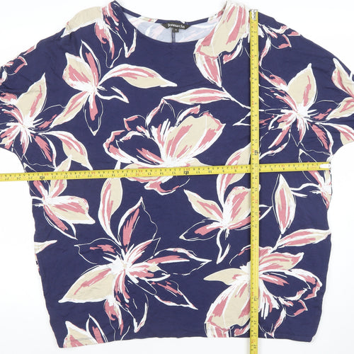 Bonmarche Womens Blue Floral Jersey Tunic Blouse Size 14