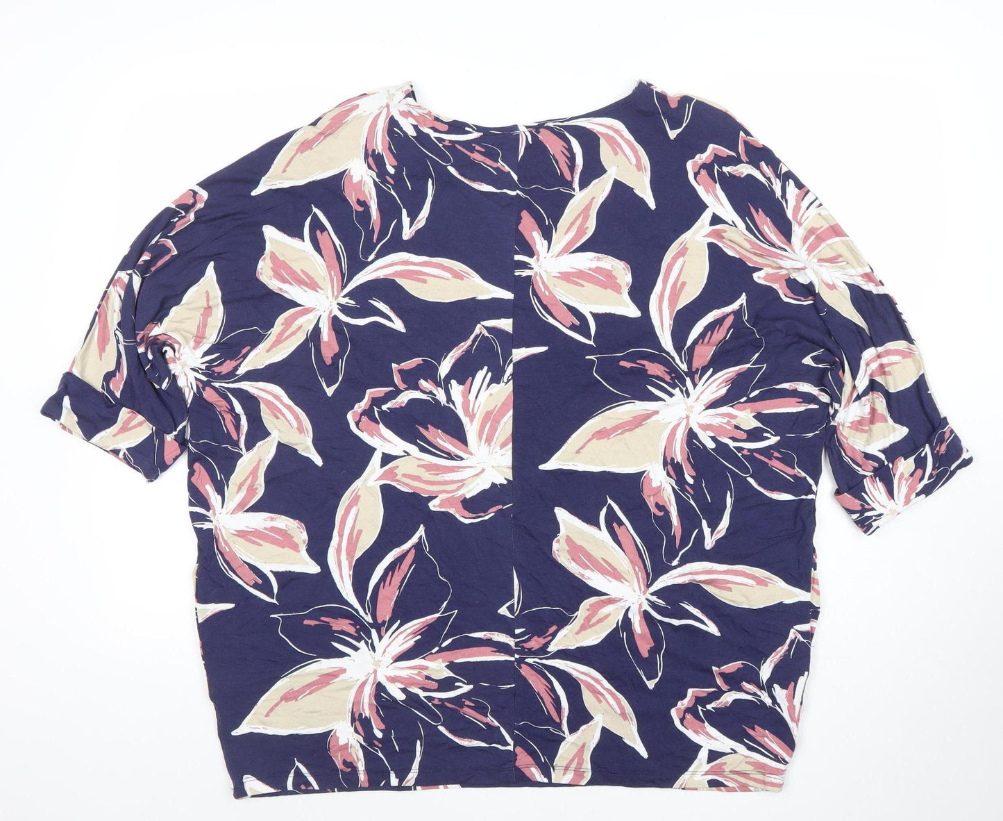 Bonmarche Womens Blue Floral Jersey Tunic Blouse Size 14