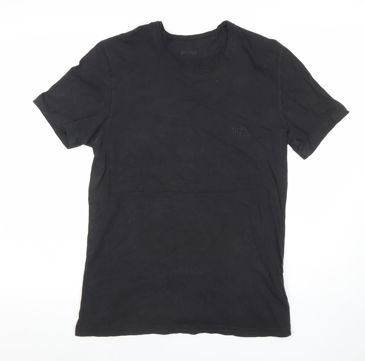 Hugo Boss Men's Black Crew Neck Cotton T-Shirt Size S