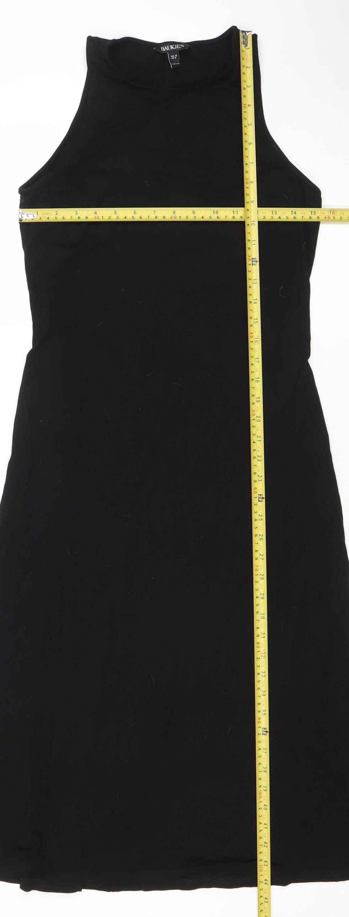 Banklen Women's Black Sleeveless Bodycon Midi Jersey Dress Size 12