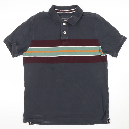 FatFace Men's Blue Striped Organic Cotton Polo Shirt Size L
