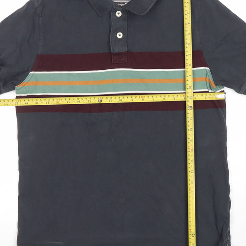 FatFace Men's Blue Striped Organic Cotton Polo Shirt Size L