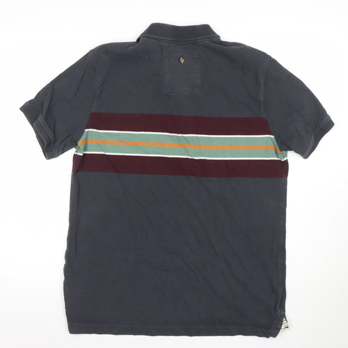FatFace Men's Blue Striped Organic Cotton Polo Shirt Size L