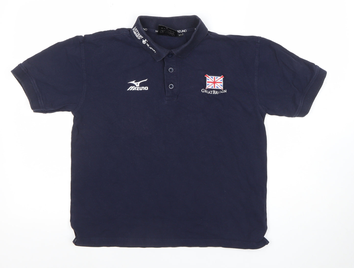 Mizuno Boys Blue Great Britain Polo Shirt 12 Years Sports Style