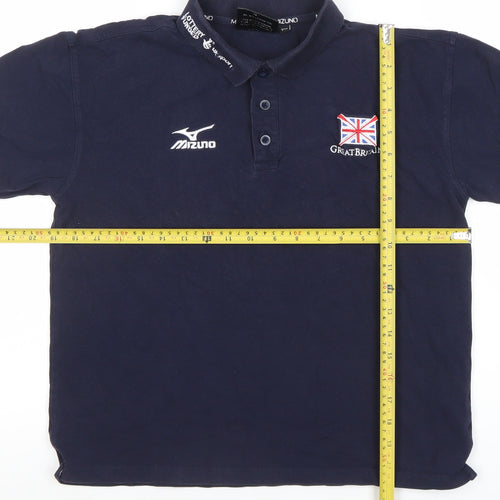 Mizuno Boys Blue Great Britain Polo Shirt 12 Years Sports Style