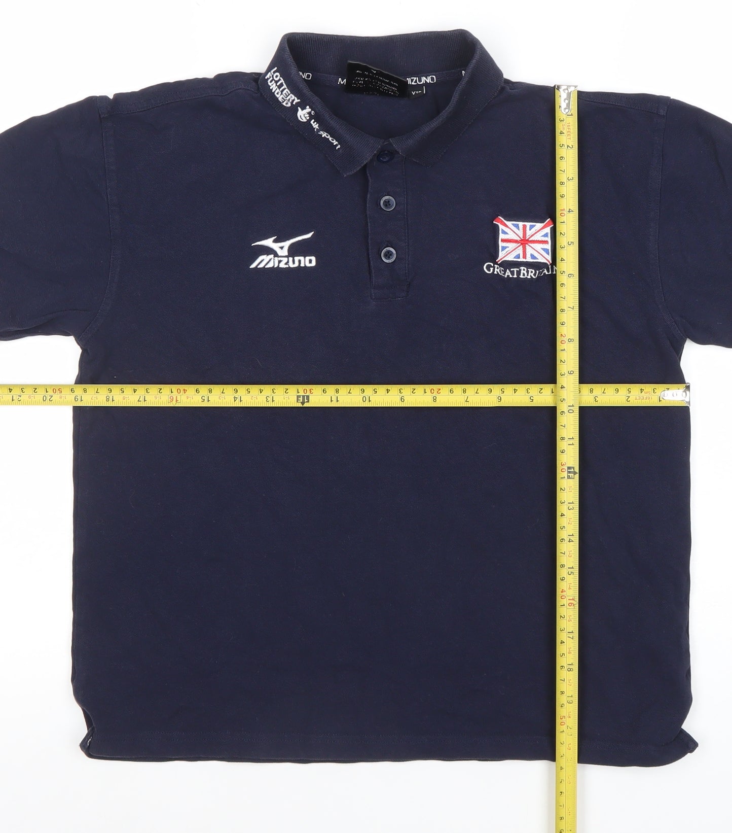 Mizuno Boys Blue Great Britain Polo Shirt 12 Years Sports Style