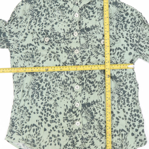 Next Women's Green Animal Print Button-Up Long Sleeve Shirt Size 6