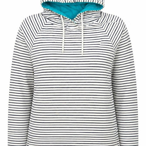 Trespass Women’s White Striped Pullover Hoodie UK 12 Cotton Blend