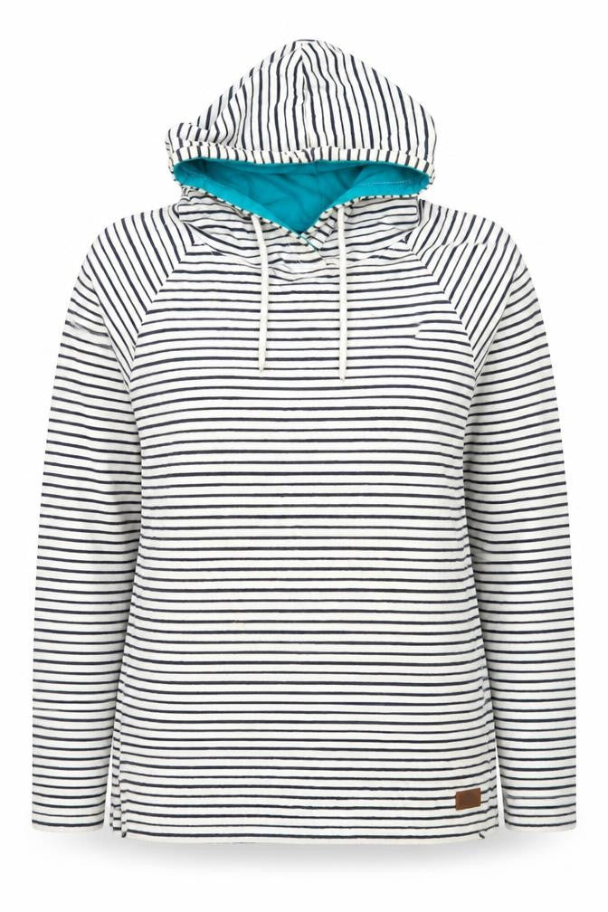 Trespass Women’s White Striped Pullover Hoodie UK 12 Cotton Blend
