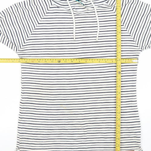 Trespass Women’s White Striped Pullover Hoodie UK 12 Cotton Blend