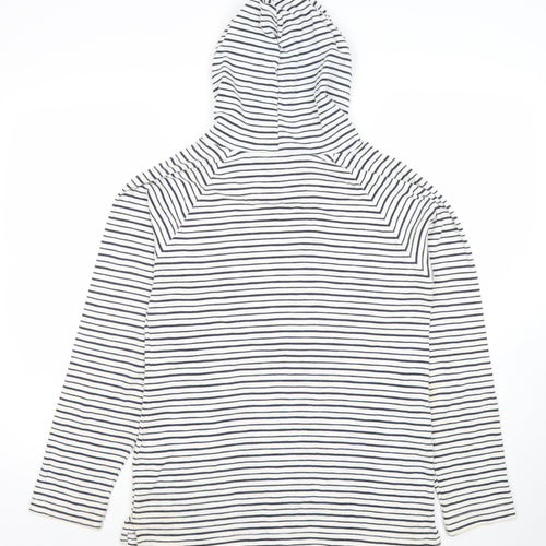 Trespass Women’s White Striped Pullover Hoodie UK 12 Cotton Blend